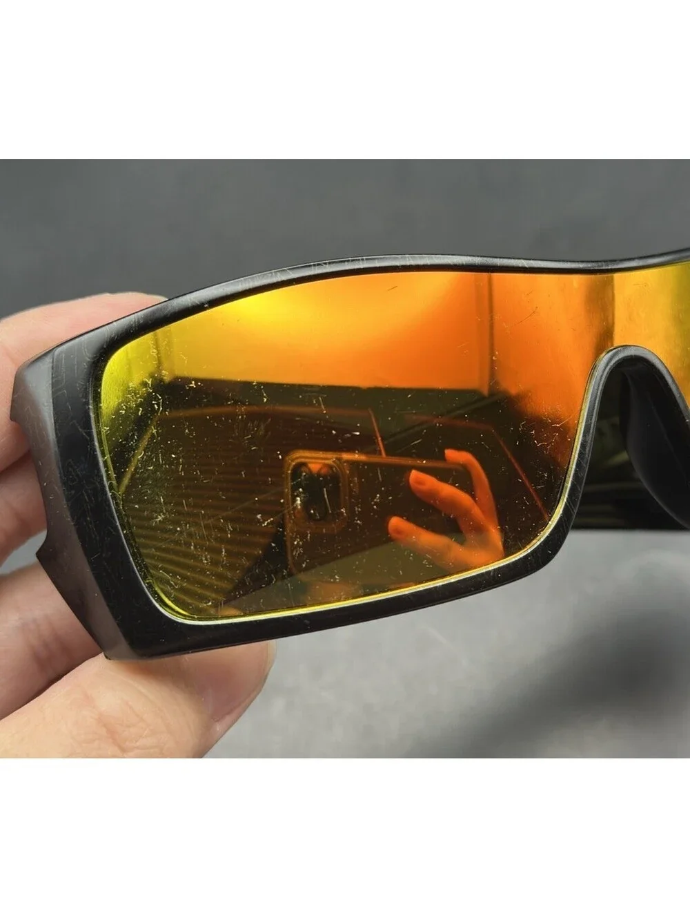 Oakley Batwolf Polished Black Gold History Text W/ Fire Iridium (Icons included)